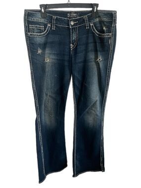 Vintage Silver Jeans Twisted Bootcut Women's Destructed Distressed Dark Denim